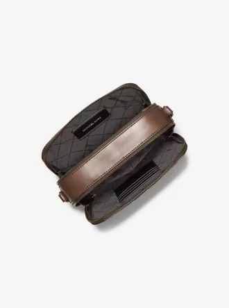 Hudson Logo geprägte, polierte Leder-Umhängetasche