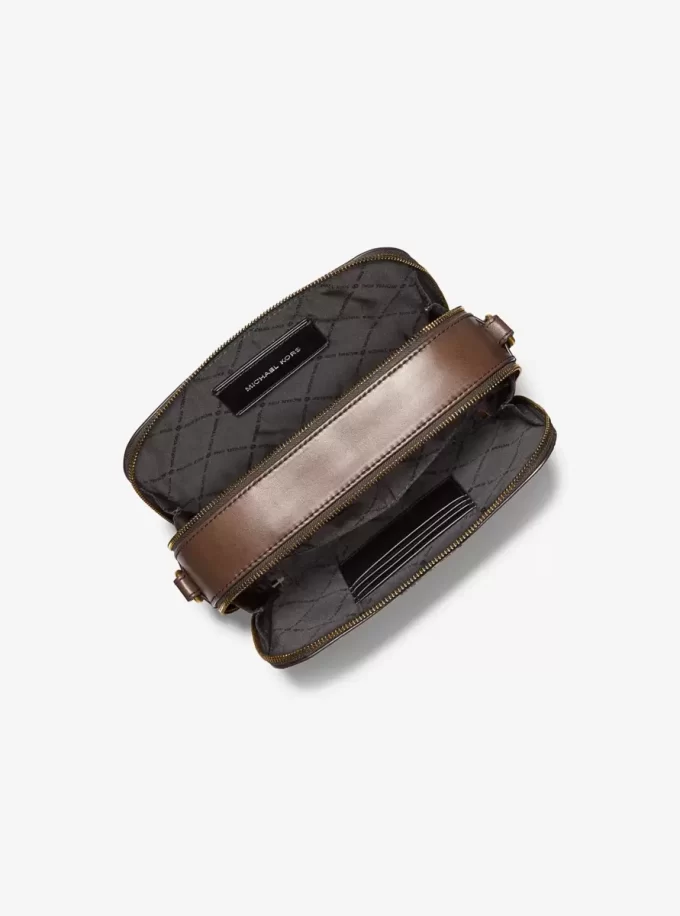 Hudson Logo geprägte, polierte Leder-Umhängetasche