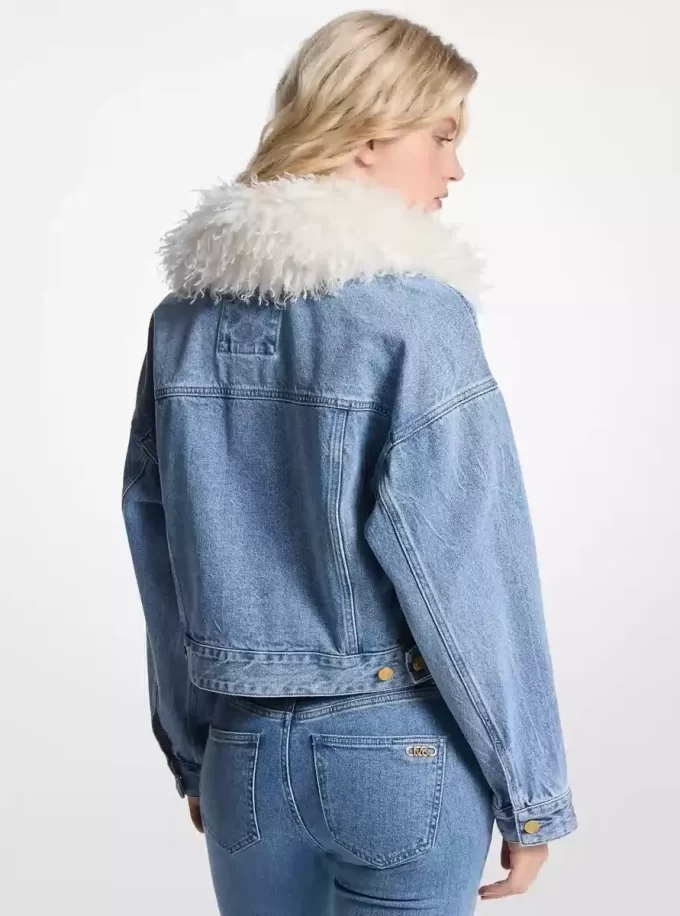 Jeansjacke mit Kunstpelzkragen Jeansjacke mit Kunstpelzkragen