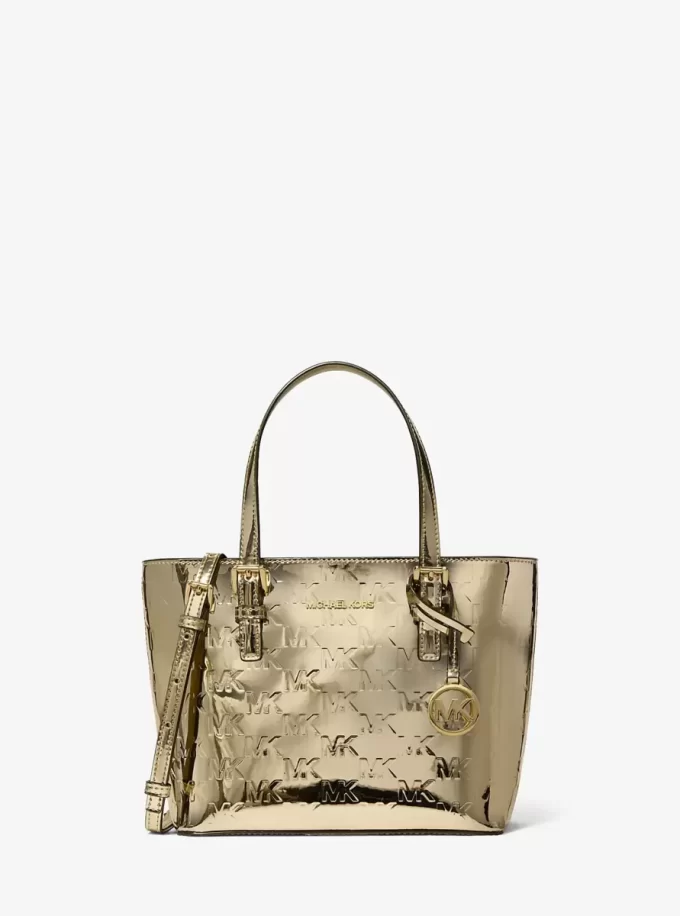 Jet Set Extra-Small Metallic Logo Debossed Convertible Tote Bag