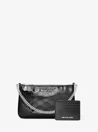 Jet Set Geschenkset mit geprägter Pochette und Kartenetui mit Patentlogo