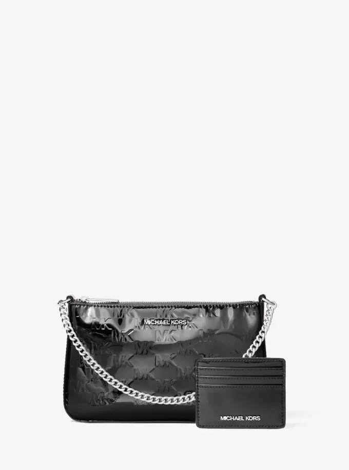 Jet Set Geschenkset mit geprägter Pochette und Kartenetui mit Patentlogo