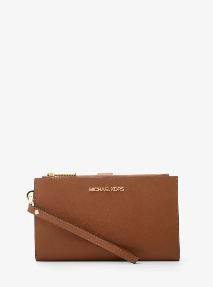 Jet Set Große Smartphone-Handgelenktasche aus Leder