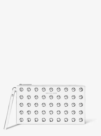 Jet Set Großes Armband aus genarbtem Leder mit Nieten