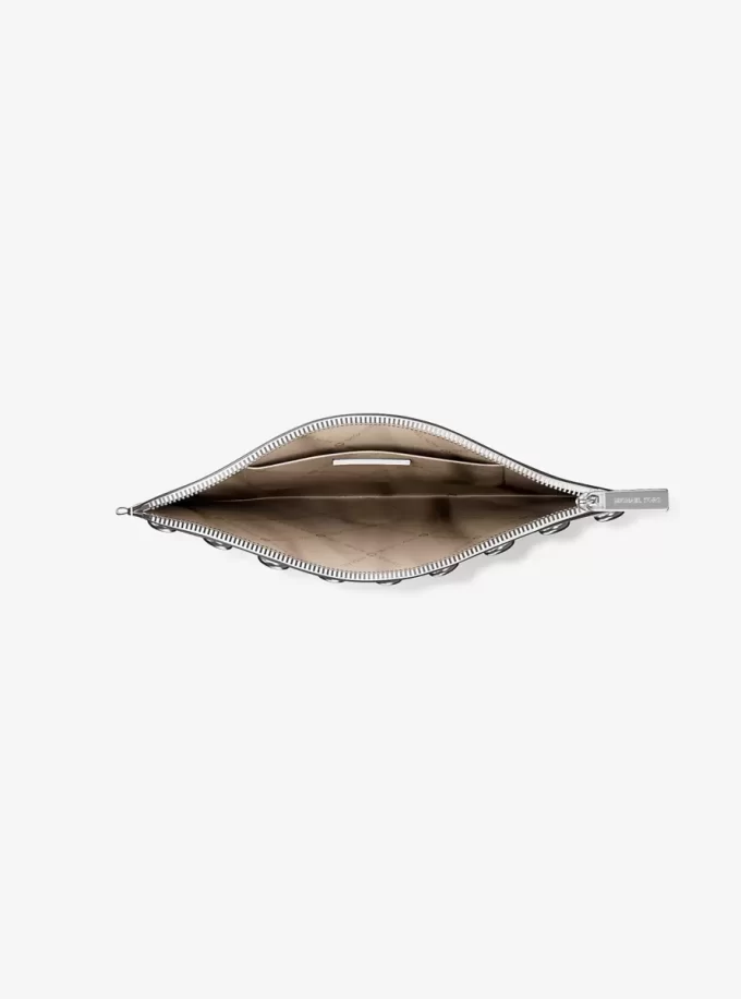 Jet Set Großes Armband aus genarbtem Leder mit Nieten