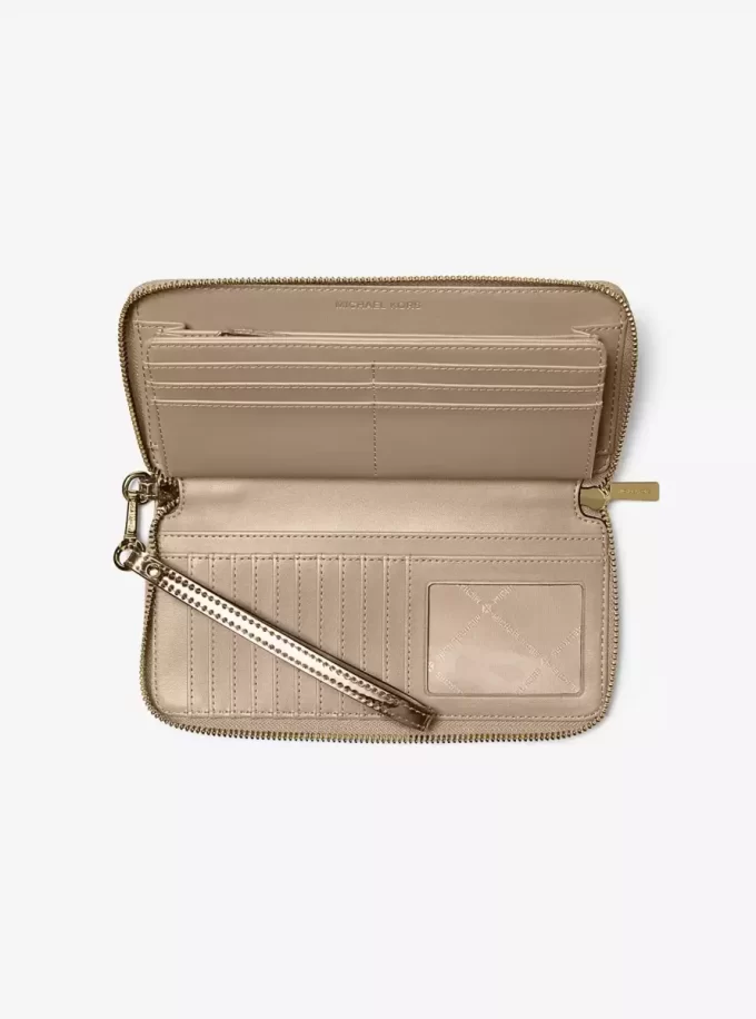 Jet Set Großes, metallisches Logo geprägtes Continental-Geldbörsen-Set