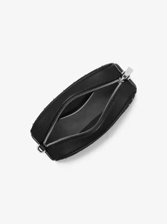 Jet Set Kleine, genarbte Leder-Kameratasche mit Nieten