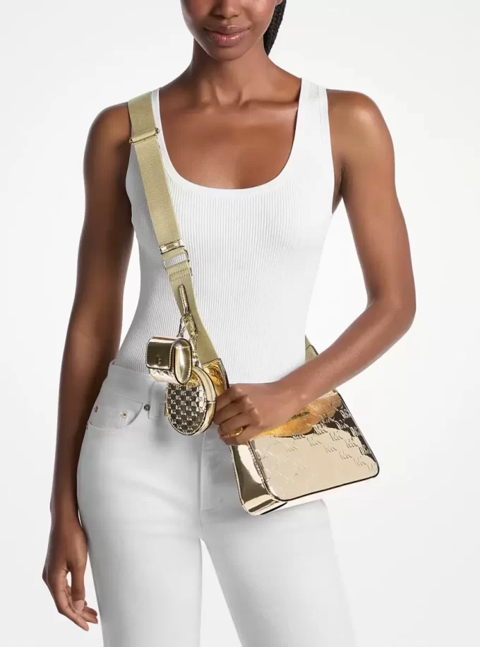 Jet Set Kleine Umhängetasche mit geprägtem Metallic-Logo und Etui für Apple AirPods Pro®