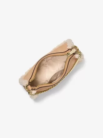 Jet Set Kleine wandelbare Umhängetasche aus Wildleder und Kunstfell