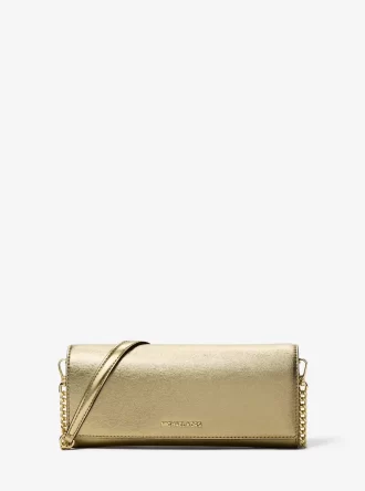 Jet Set Medium Clutch aus verziertem Metallic-Leder