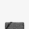 Jet Set Medium Clutch aus verziertem Metallic-Leder
