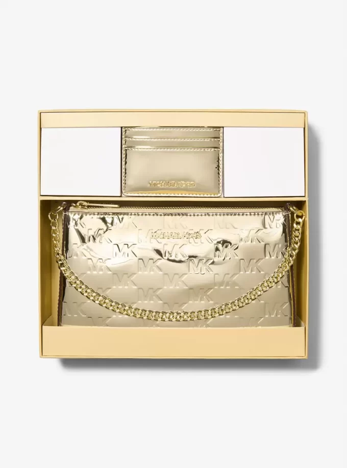 Jet Set Medium Geschenkset mit metallischem Logo-Prägung, Pochette und Kartenetui Jet Set Medium Geschenkset mit metallischem Logo-Prägung, Pochette und Kartenetui