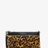 Jet Set Medium Handgelenktasche mit Leopardenmuster aus Kalbsfell und Leder