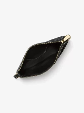 Jet Set Medium Handgelenktasche mit Leopardenmuster aus Kalbsfell und Leder