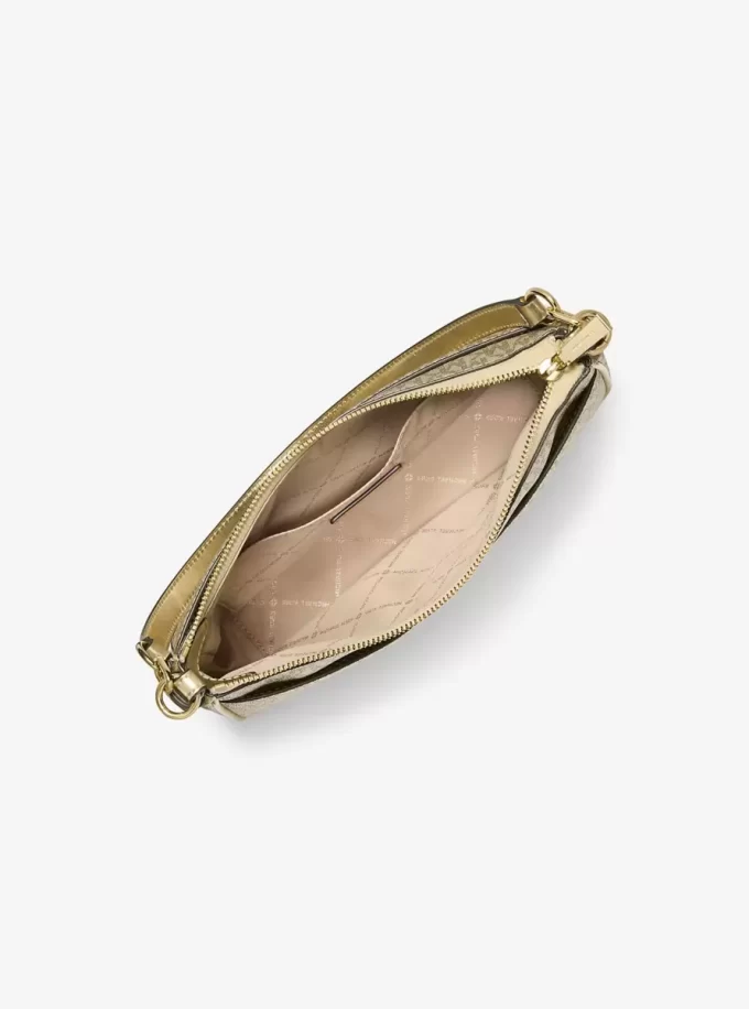 Jet Set Medium Metallic Signature Logo Convertible Crossbody Bag Jet Set Medium Metallic Signature Logo Convertible Crossbody Bag