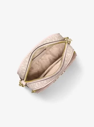 Jet Set Medium Metallic Signature Logo Crossbody Bag