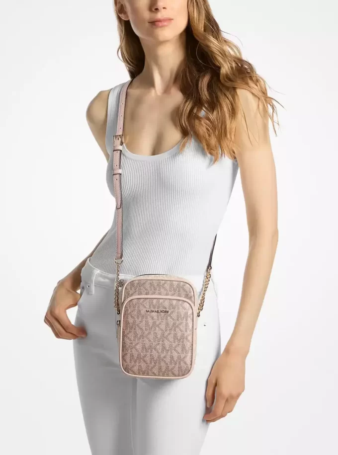 Jet Set Medium Metallic Signature Logo Crossbody Bag Jet Set Medium Metallic Signature Logo Crossbody Bag