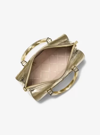 Jet Set Medium Schultertasche mit metallischem Logo und Prägung