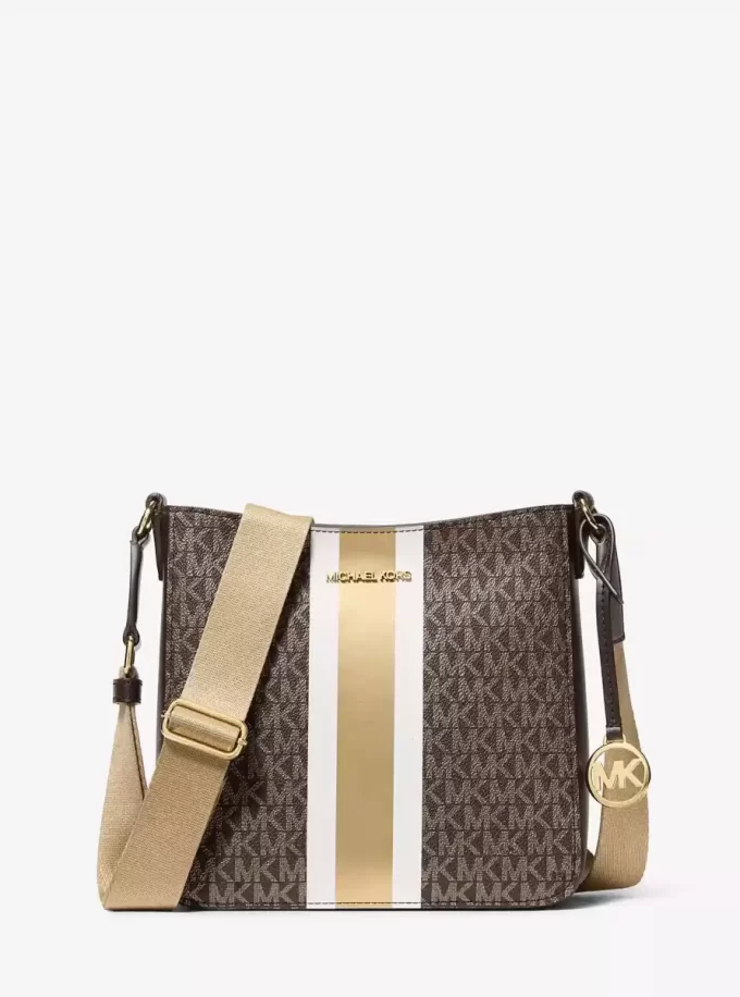 Jet Set Small Signature Logo Stripe Crossbody Bag