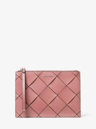 Jet Set Travel Extra-große Handgelenktasche aus gewebtem Leder