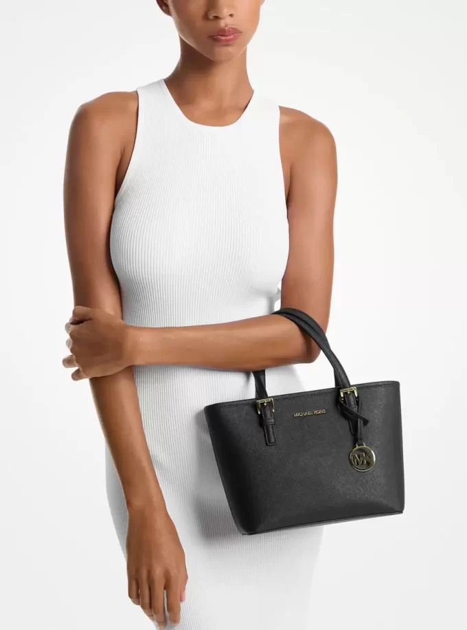 Jet Set Travel Extra-Small Saffiano Leather Top-Zip Tote Bag