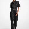 Jumpsuit aus Satin mit Logo-Jacquard-Muster und Gürtel