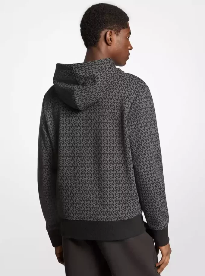 Kapuzenpullover mit Reißverschluss und Logo aus Baumwollmischgewebe Kapuzenpullover mit Reißverschluss und Logo aus Baumwollmischgewebe