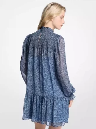 Kleid aus Georgette mit metallischem Paisley-Print