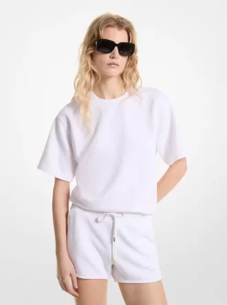 Kurzarm-Sweatshirt mit Logo-Jacquardmuster