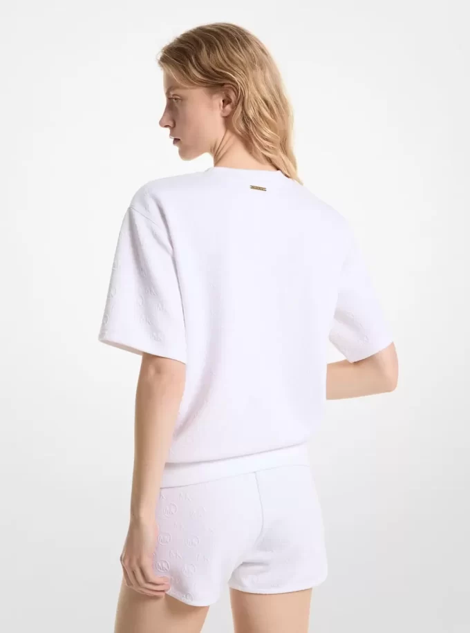 Kurzarm-Sweatshirt mit Logo-Jacquardmuster