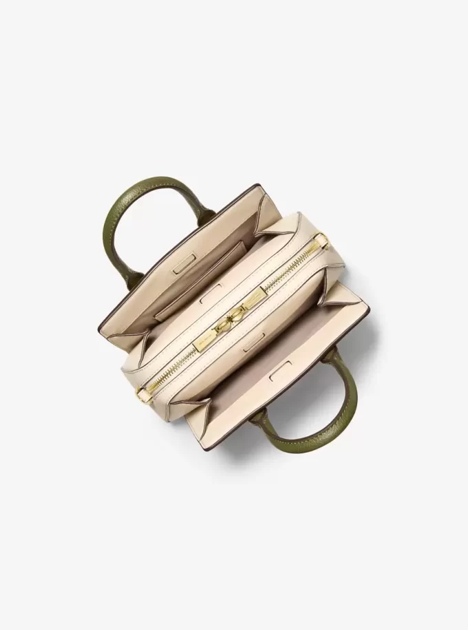 Laila Extra-kleine Umhängetasche aus genarbtem Leder im Color-Block-Design Laila Extra-kleine Umhängetasche aus genarbtem Leder im Color-Block-Design