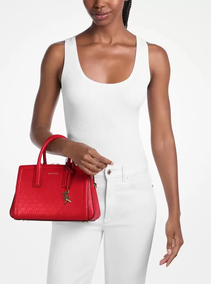 Laila Kleine Metallic-Umhängetasche mit Signature-Logo