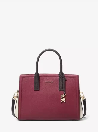 Laila Medium Color-Block Satchel aus genarbtem Leder