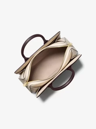 Laila Medium Color-Block Satchel aus genarbtem Leder