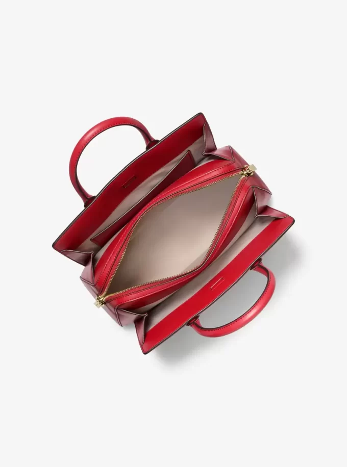 Laila Medium Metallic Signature Logo Satchel