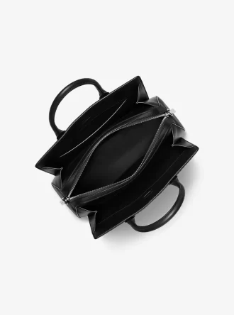 Laila Medium Metallic Signature Logo Satchel