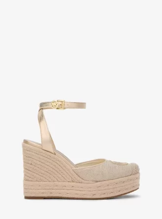 Larissa Espadrille-Keilschuhe aus Metallic-Canvas