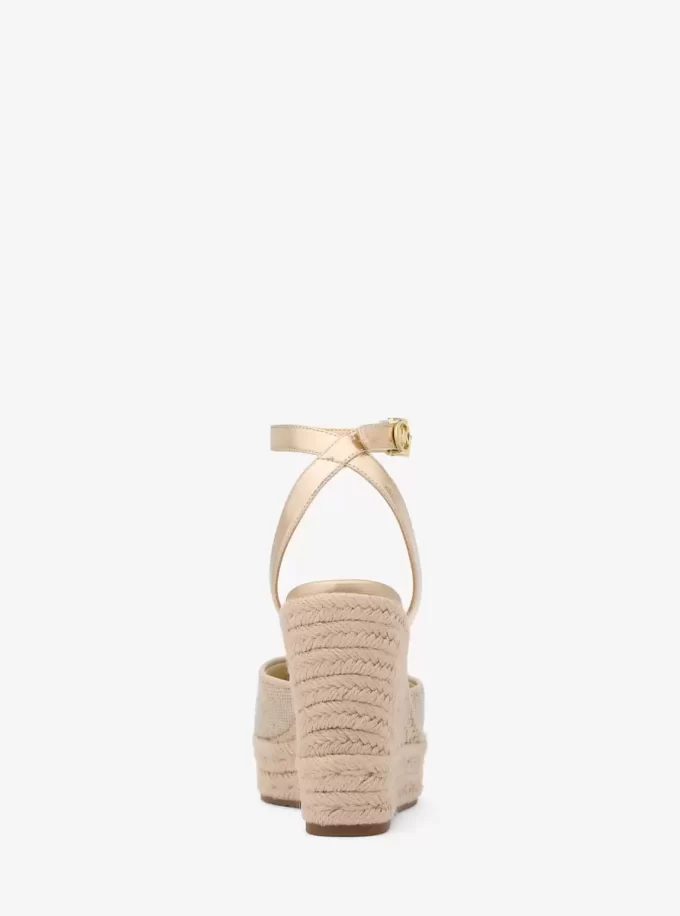 Larissa Espadrille-Keilschuhe aus Metallic-Canvas