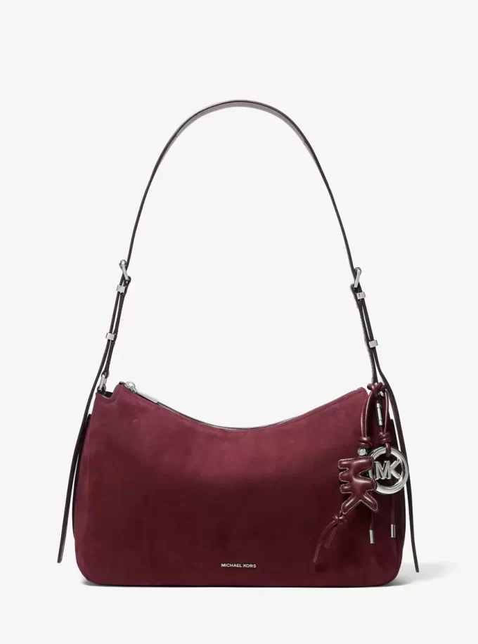 Leder-Taschenanhänger mit gestepptem Logo