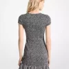 Leopardenmuster-Minikleid mit Smokdetails