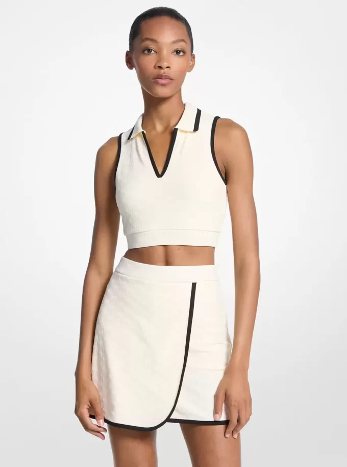 Logo-Jacquard-Strick-Tech-Crop-Top