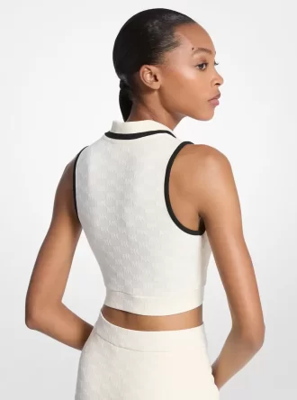 Logo-Jacquard-Strick-Tech-Crop-Top