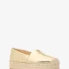 Lynne Plateau-Espadrilles aus geknacktem Metallic-Leder Lynne Plateau-Espadrilles aus geknacktem Metallic-Leder