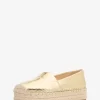 Lynne Plateau-Espadrilles aus geknacktem Metallic-Leder Lynne Plateau-Espadrilles aus geknacktem Metallic-Leder