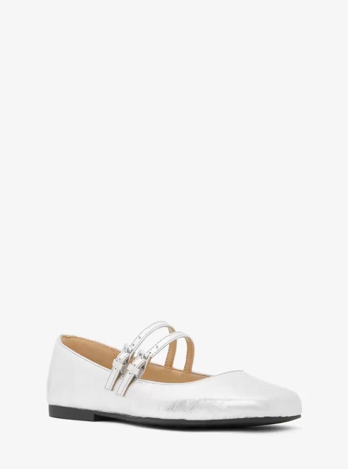 Matilda Mary Jane aus geknacktem Metallic-Leder Matilda Mary Jane aus geknacktem Metallic-Leder