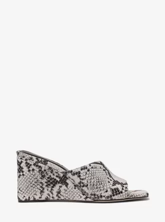 Merriam Keilsandalen aus Leder mit Schlangenprägung