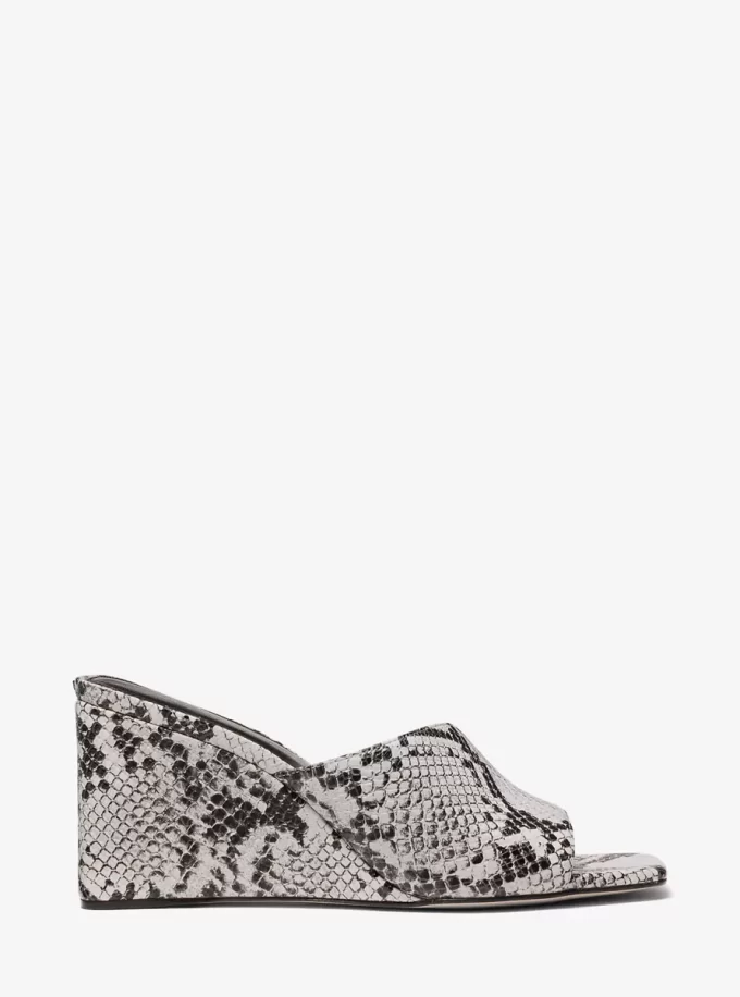 Merriam Keilsandalen aus Leder mit Schlangenprägung