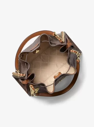 Mina Große Schultertasche mit Kette und charakteristischem Logo