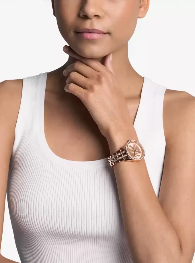 Mini Bryant Pavé Logo Roségoldfarbene Uhr