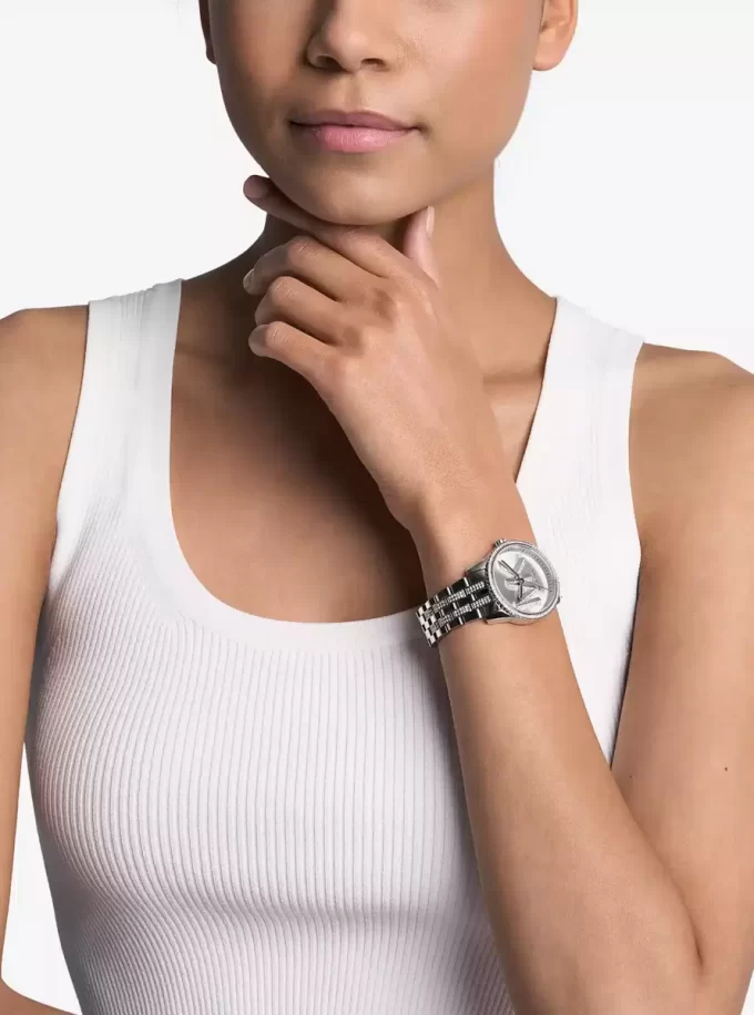 Mini Bryant Pavé Logo Silberfarbene Uhr